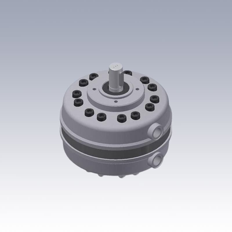 Modello 3D di una pompa a pistoni radiali serie PR14 targata Stucchi Hydropower.