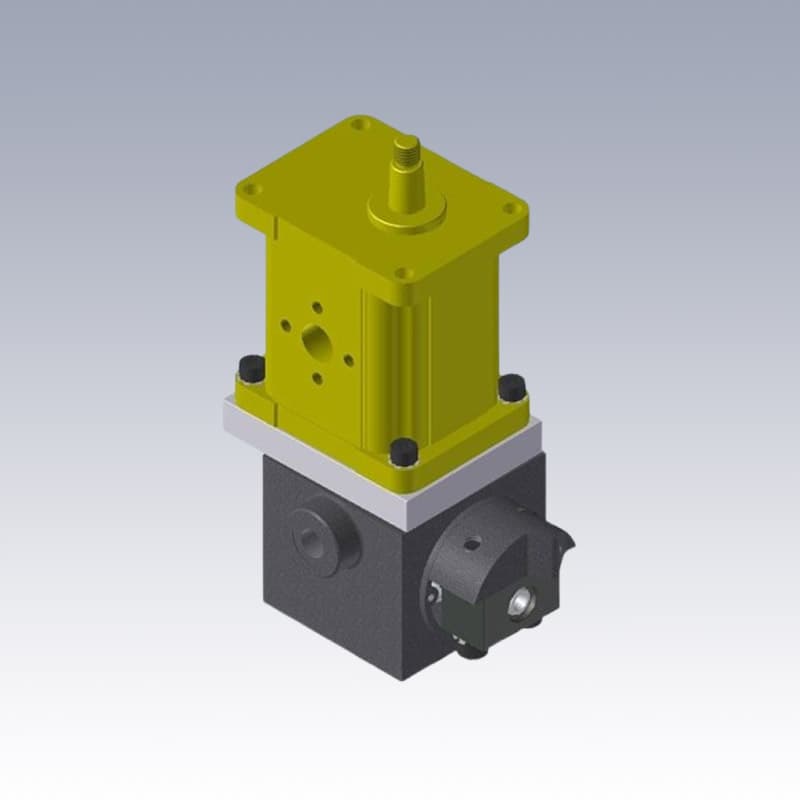 Modello 3D pompa ad ingranaggio Vivoil PV2 combinata con pompa a pistoni radiali PR1.