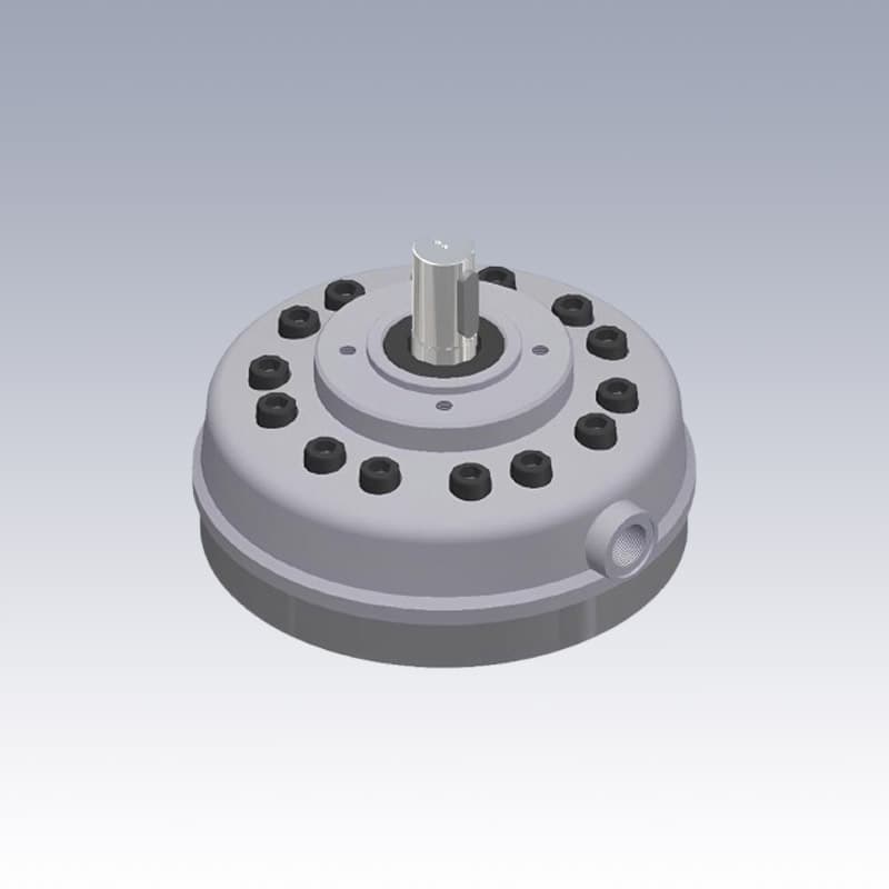 Modello 3D della pompa a pistoni radiali Stucchi Hydropower Serie PR7 ad alta pressione e basso livello di rumorosità.